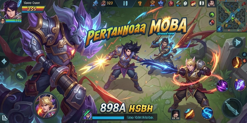 Tangkapan layar utama gameplay MOBA yang mendebarkan.