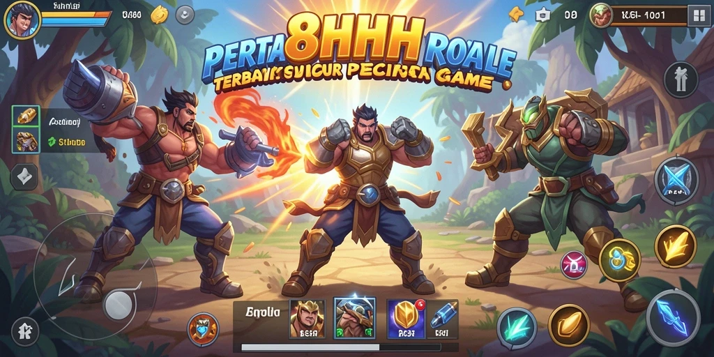 Tampilan gameplay 8HHH yang penuh aksi dalam pertempuran Battle Royale.