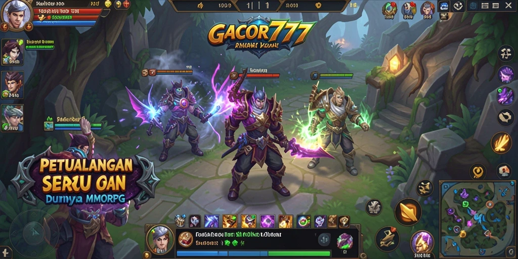 Tampilan gameplay mendebarkan dari GACOR777 dalam petualangan MMORPG.