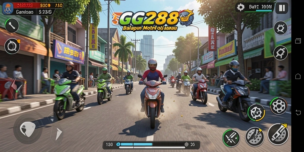 Screenshot GG288 menampilkan aksi balapan motor yang seru.