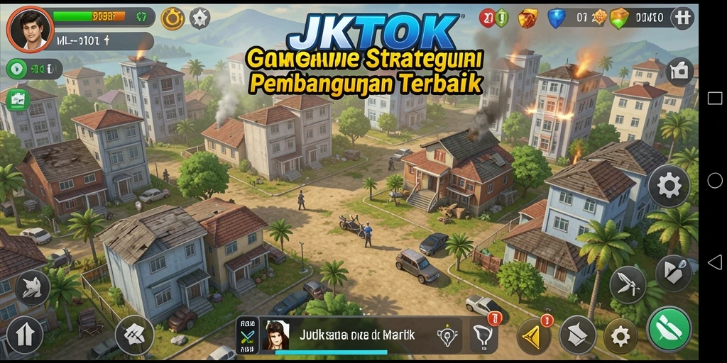 Tampilan gameplay menarik dalam JKTOK yang menunjukkan strategi pembangunan kota.