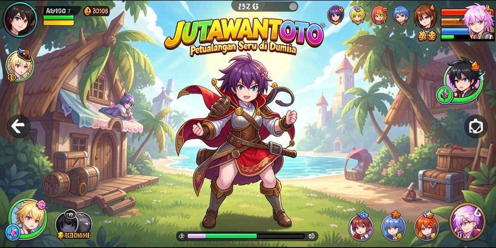 Tampilan gameplay JUTAWANTOTO yang menarik dengan karakter anime ikonik.