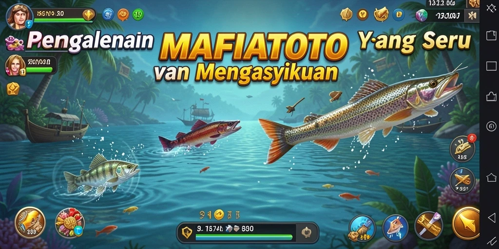 Menampilkan aksi memancing seru di MAFIATOTO dengan berbagai ikan.