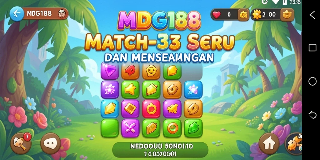 Tampilan menarik dari gameplay MDG188 dengan aksi Match-3 yang seru.