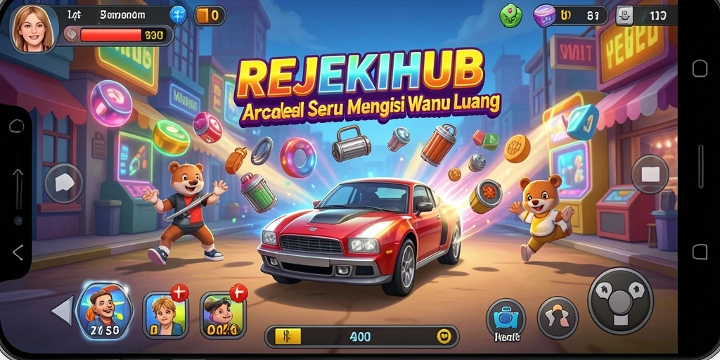Screenshot utama REJEKIHUB dengan gameplay Arcade yang seru.