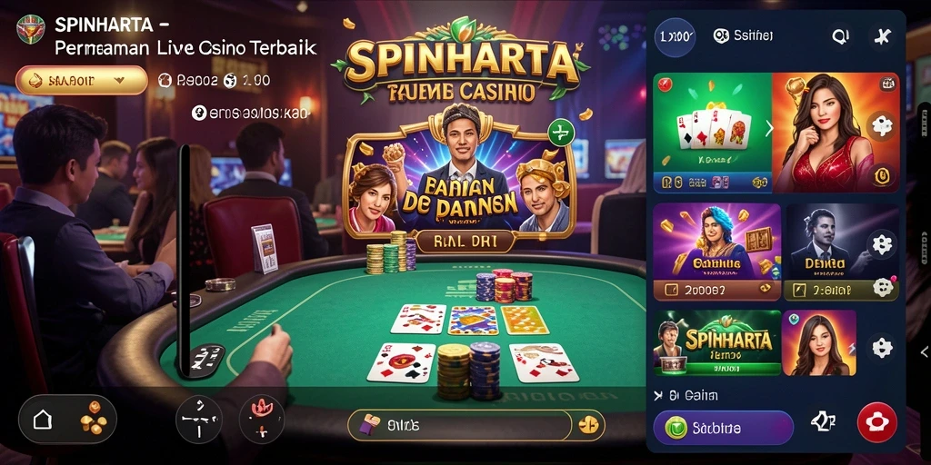 Tampilan gameplay SPINHARTA yang menarik dan mendebarkan dalam Live Casino.