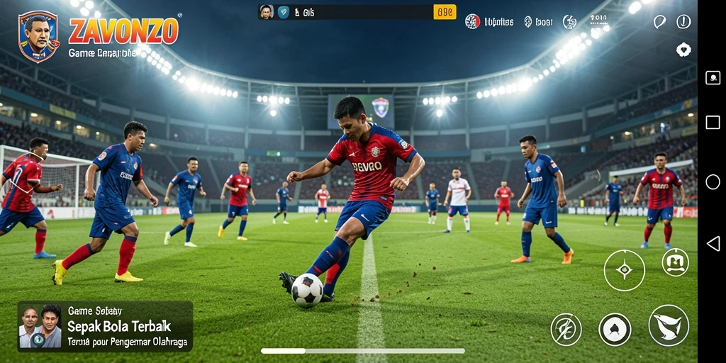 Tampilan menarik dari gameplay sepak bola ZAVONZO yang seru.