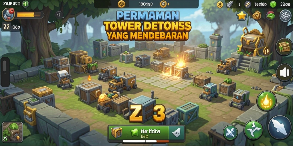 Tampilan gameplay ZK3 saat menghadang gelombang musuh yang menantang.